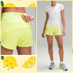 Lululemon Speed Up High-Rise Lined Short 4" Electric Lemon size 10